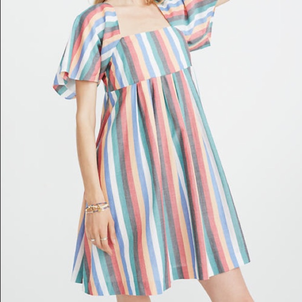 Madewell Square-Neck Mini Dress in Festival Stripe